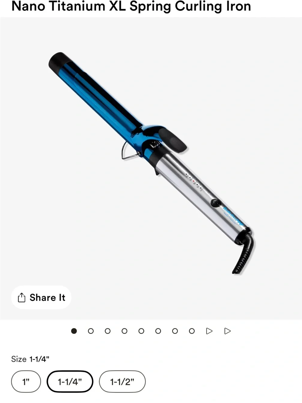 Nano Titanium XL Spring Curling Iron - Blue and Silver